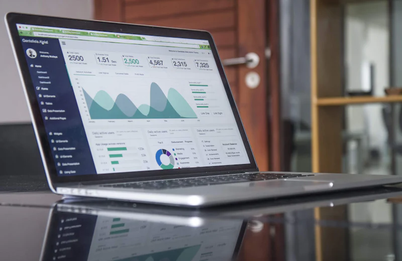 Reward programme charts on a laptop